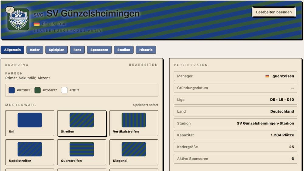 Vereinsidentität bearbeiten